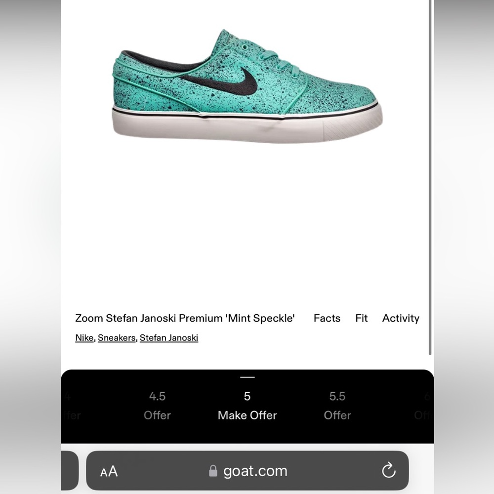 ❤️‍🔥❤️‍🔥 Nike Zoom Stefan Janaski Mint Speckle Skate Shoes